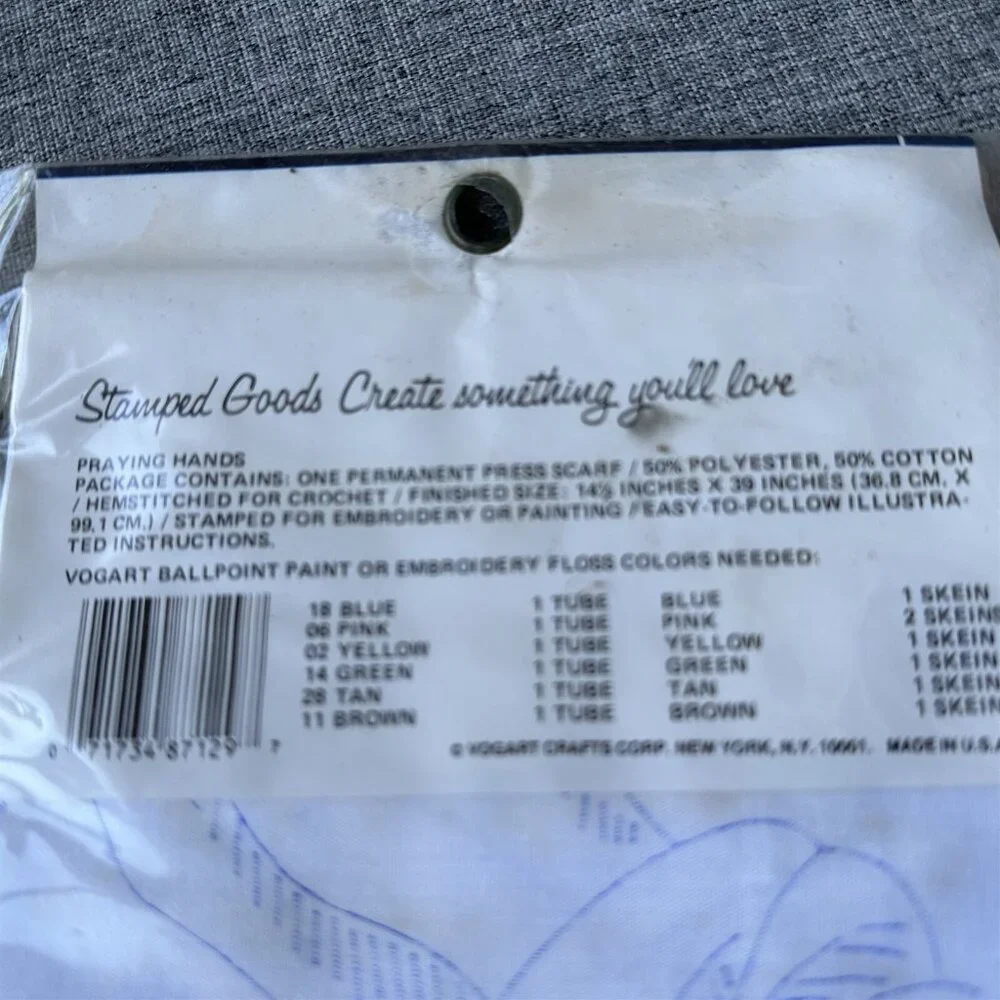 Vogart Craft Dresser Scarf For Embroidery Or Ballpoint Painting Praying Hands